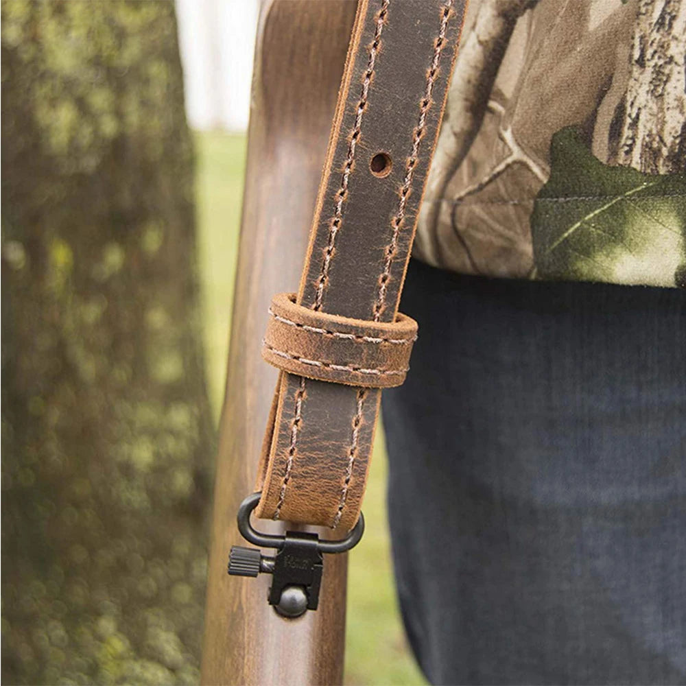 Hunting Sling Shoulder Belt Genuine Leather Hide Tactical Adjustable Bindings Shooting Strap for AK74 AR15  Accessories
