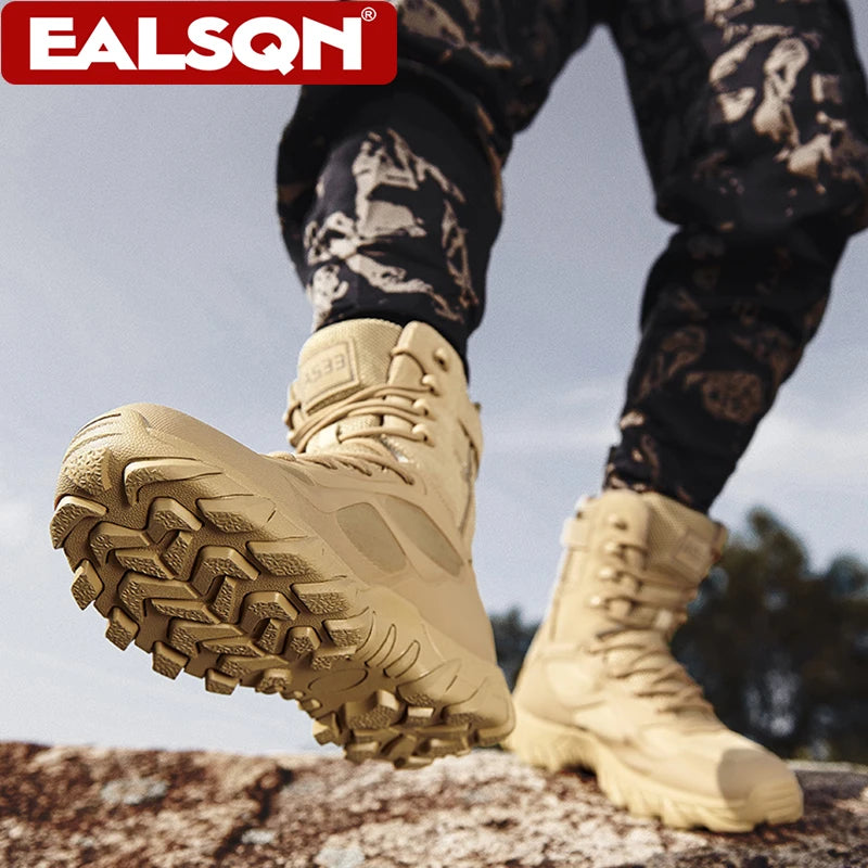 Men’s Military Tactical Boots Anti-wear Non-slip Hiking Combat Shoes Outdoor Boots for Camping Hunting Work Plus Size 39-47