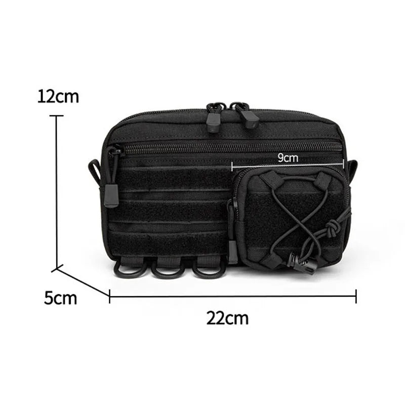 1000D Tactical Molle Horizontal Admin Pouch with Front Drawstring Pocket EMT Pouch EDC Utility Orgaznier Bag