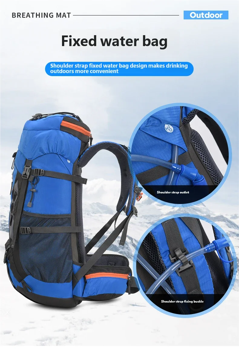 60L Camping Backpack Men's Travel Bag Climbing Rucksack Large Hiking Storage Pack Outdoor Mountaineering Sports Shoulder Bags