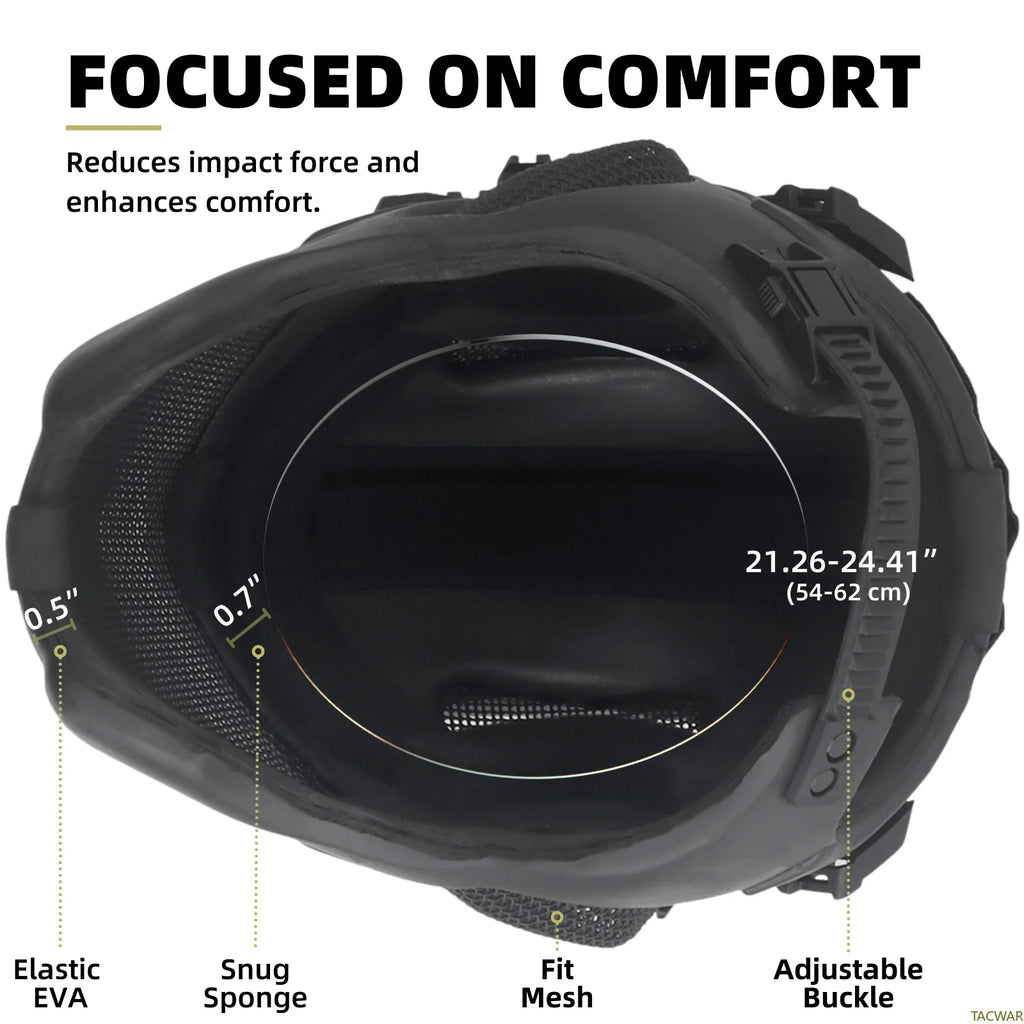 EVA Pro Airsoft Helmet Full Face with Breathable Steel Mesh Night Vision Mount Helmet Rail, Full Protection Safety Mask