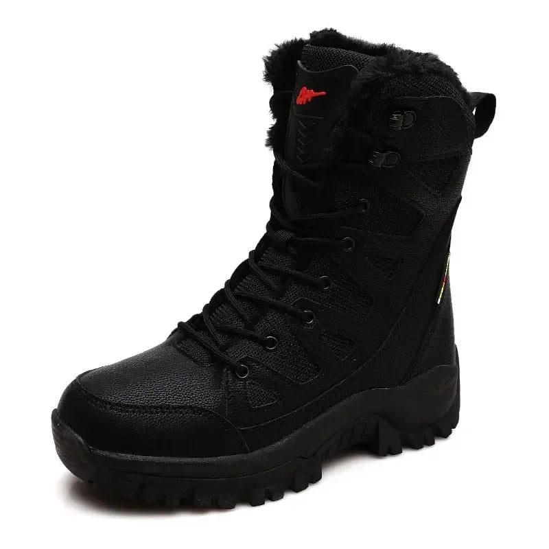 New High Top Men's Shoes Waterproof Winter Boots Warm Plush Snow Boots Men Lace Up Casual Anti-Slip Ankle Footwear 36-46