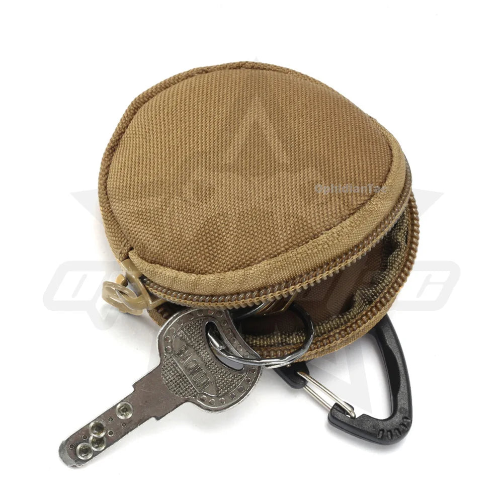 OPHIDIAN Outdoor Leisure Men's Coin Purse Portable Mini Coin Bag Key Bag Waist Bag Round Small Wallet Zipper Wallet