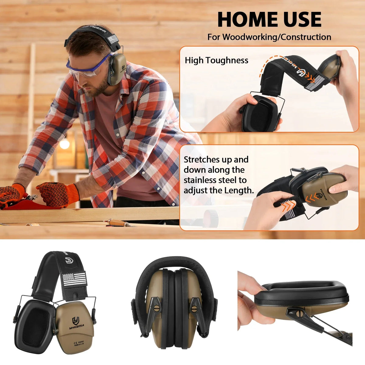 YHKEMA Tactical Earmuff Ear Protection Hearing Protection Passive Protector for Shooting Earmuffs NRR 23dB Noise Reduction