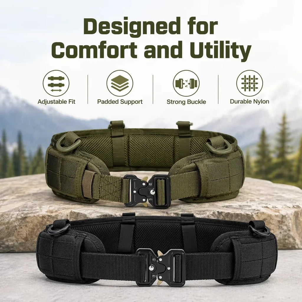 Outdoor Hunting Adjustable Padded Breathable Tactical Belt Multi-Function Buckle Nylon High Quality Outdoors Sport Canvas Belt