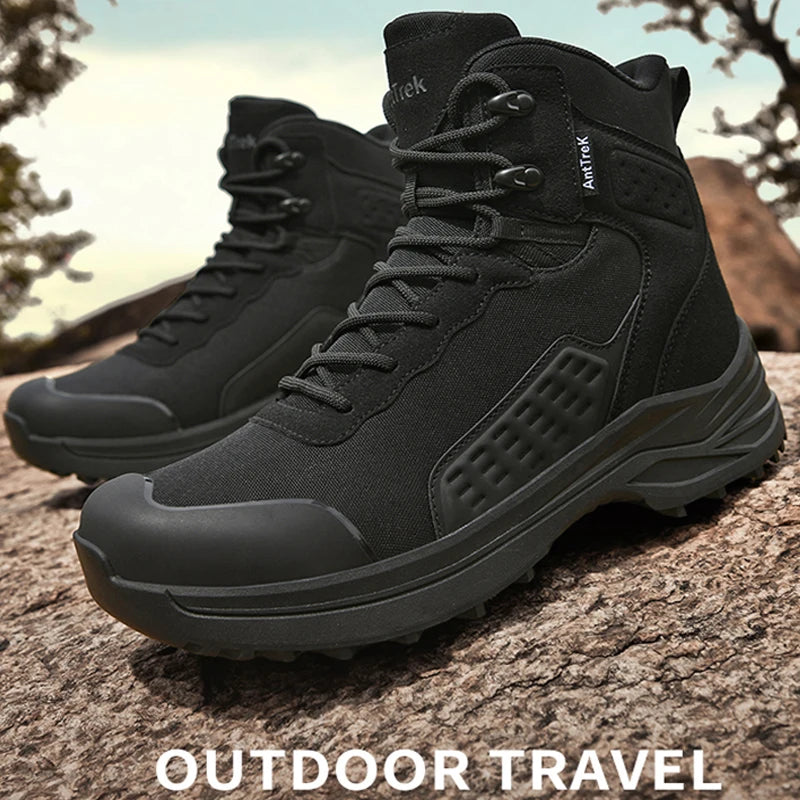 New men's hiking boots, high top combat training boots, anti slip snow boots, field desert boots, outdoor cycling shoes