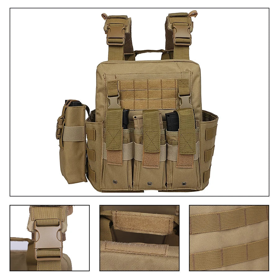 Triple equipment bag MOLLE security duty uniform, detachable hunting vest