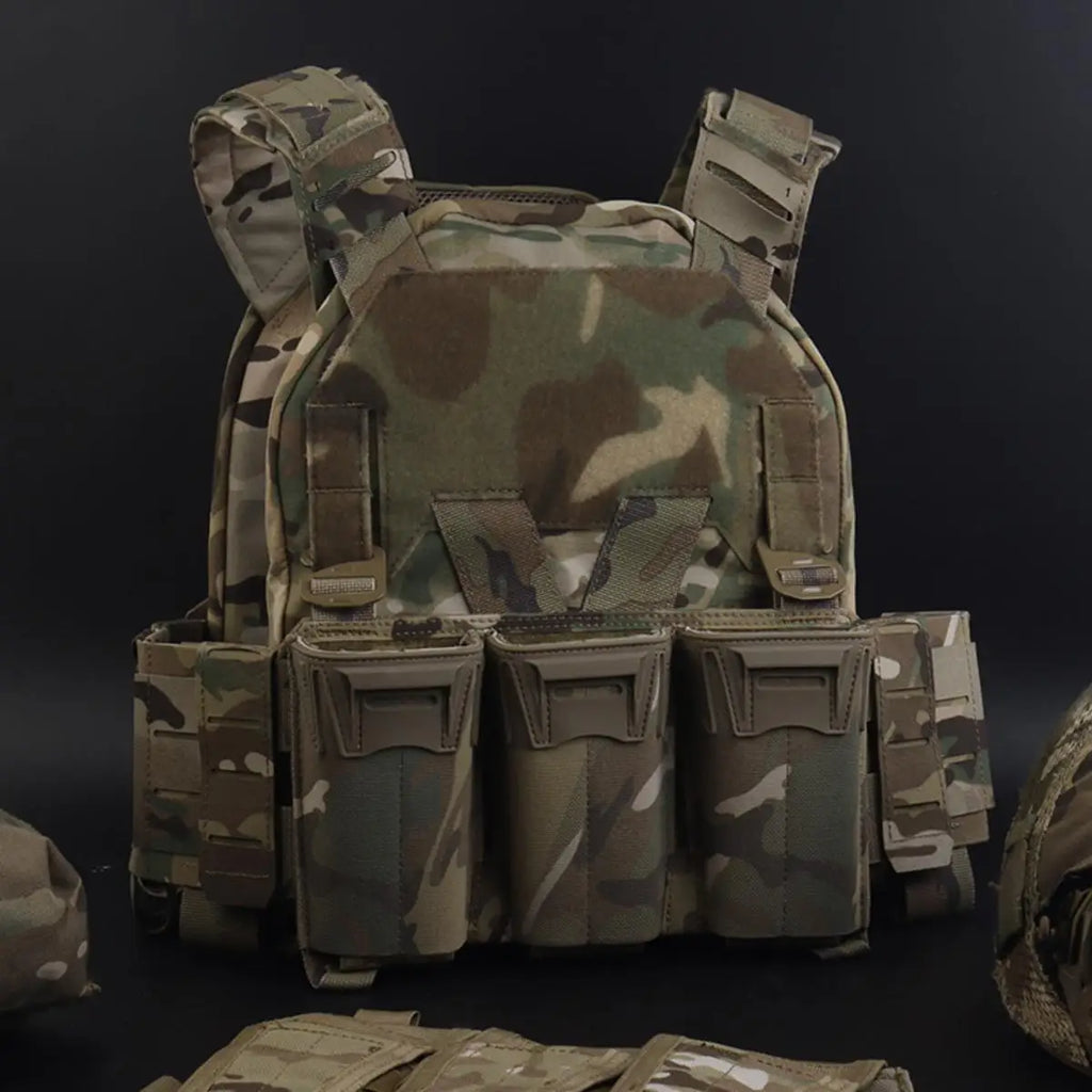 KZ V1 V2 Modular Plate Carrier Vest Built-in 6PCS Side Pouch Come with Rifle 5.56 Submachine 9mm Triple Magazine Pouch Panel