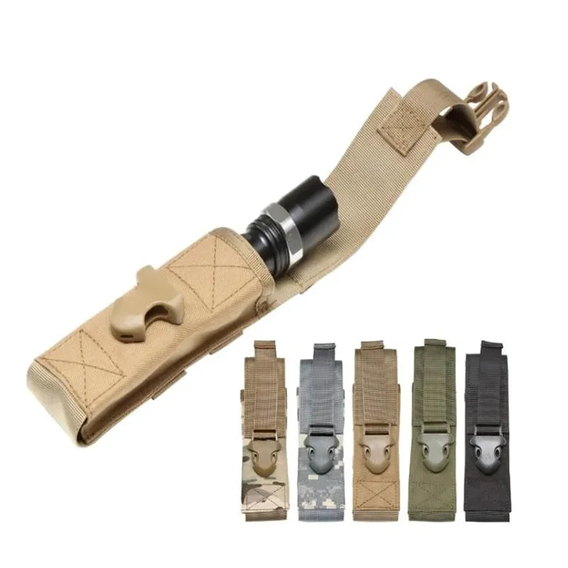 Molle Flashlight Pouch EDC Torch Holder Waist Bag Outdoor Camping Hiking Hunting Tool Organizer Multi-Purpose Scissor Case