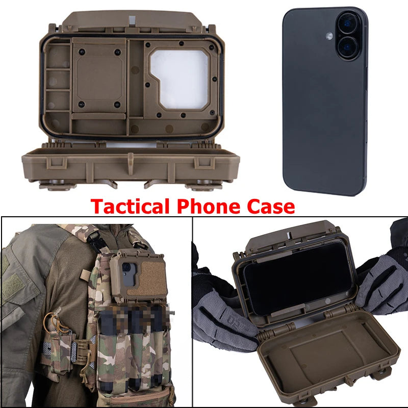 Universal Tactical Phone Case V2 PLUS MOLLE Vest Map GPS Navigation Board Device Holder for Airsoft Paintball Hunting CS Game