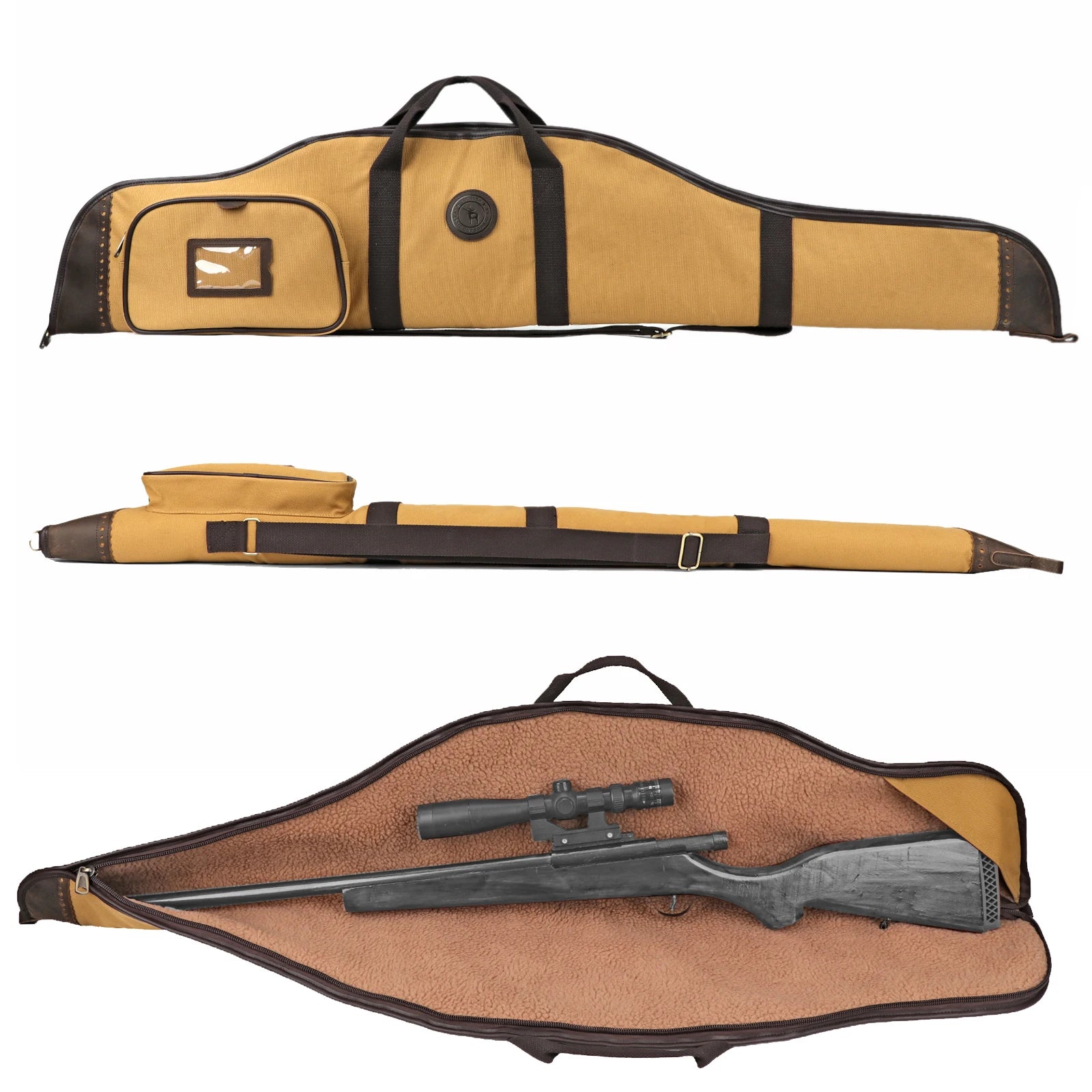 Tourbon Hunting Accessories Optical Sight Scoped Rifle Soft Case Slip Thick Soft Padded Canvas Gun Protective Bag with A Pocke