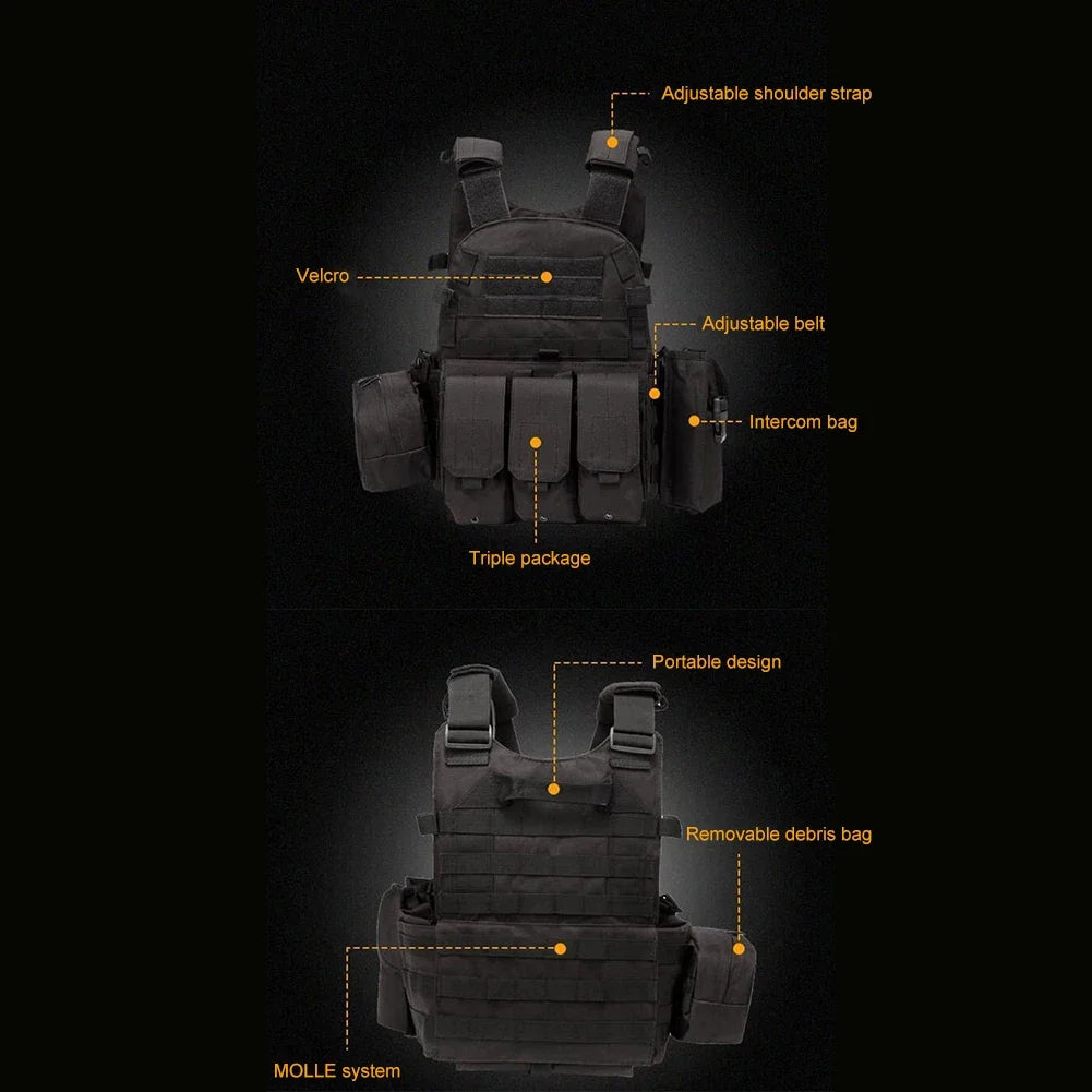 Nylon Chest Rig Molle Vest Multi-Functional Camouflage Molle Waistcoat Adjustable Men Women Combat Equipment for Outdoor Cycling
