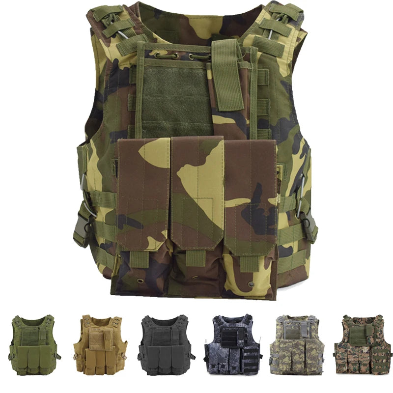 Tactical Camouflage Hunting Clothes Molle Plate Carrier Assault Vest Airsoft Gear Paintball CS Body Armor
