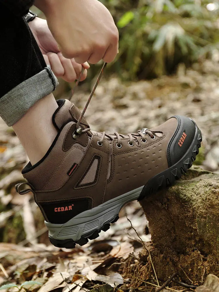 RAN Cowhide Hiking shoes men walking boots waterproof outdoor sneakers hunting boots ankle sneakers casual women trekking shoes