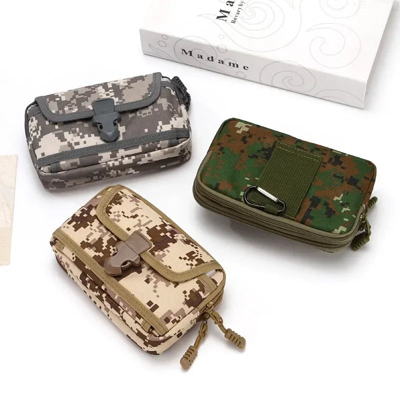 Camo Molle Pouch Tactical Belt Waist Pack Outdoor Wallet Purse Packet Utility EDC Bag for 6.5'' Phone Hunting Bag