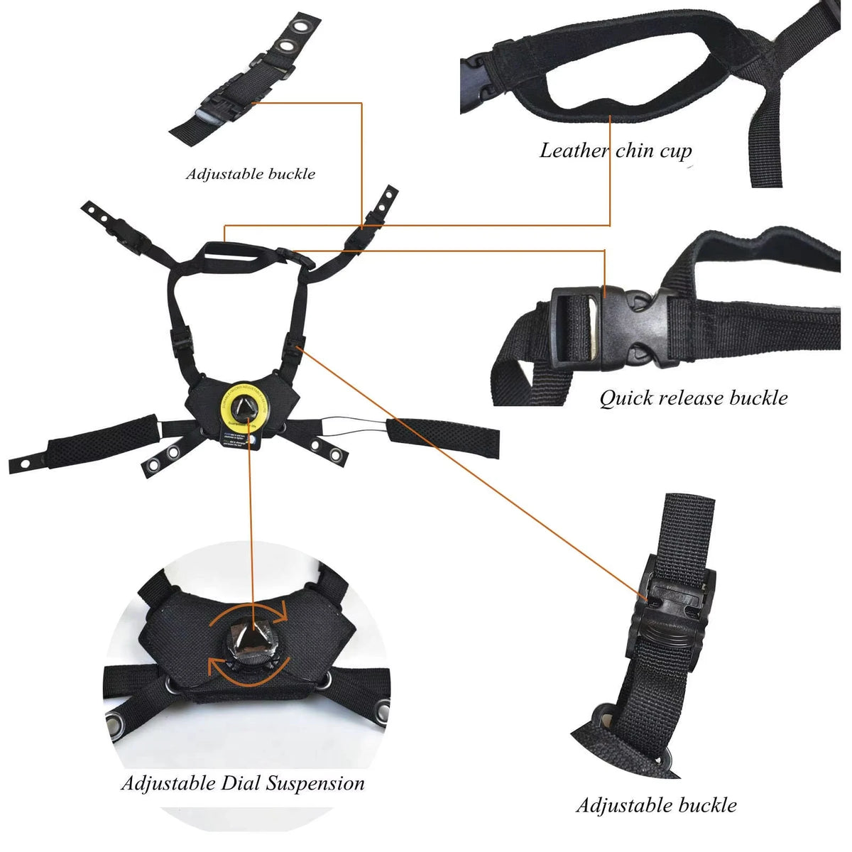 BOOIU Tactical Helmet Hanging System Wendy Suspension Lanyard Paintball Airsoft Helmet Accessories for Wendy FAST MICH Helmet