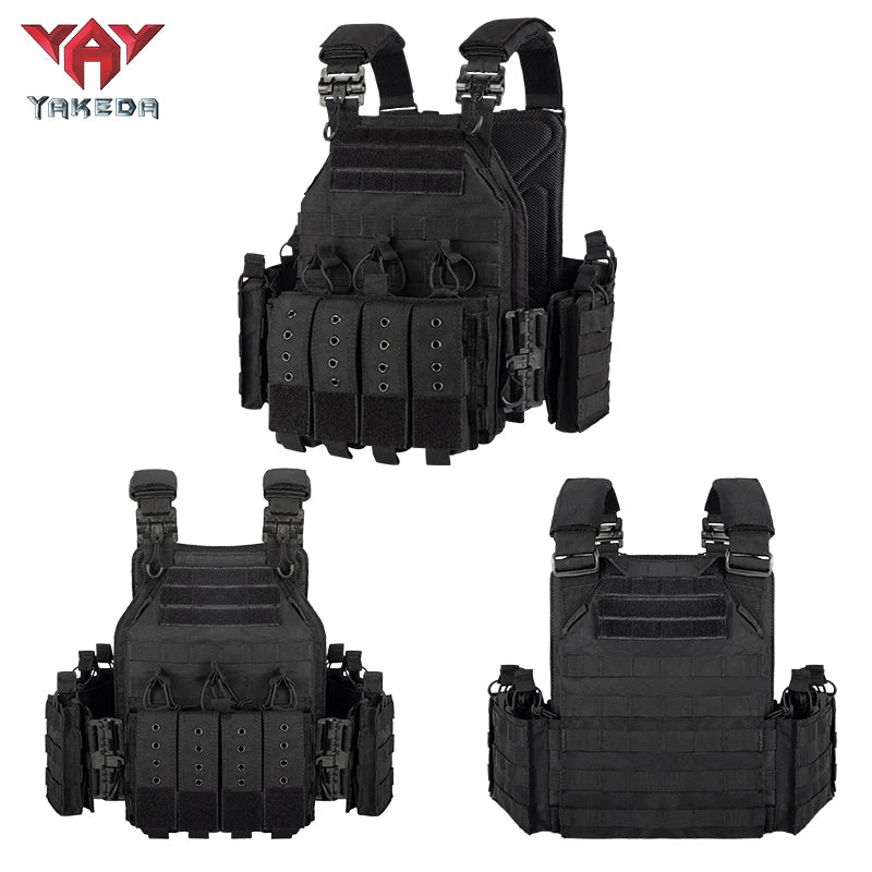 YAKEDA Quick Release 1000D Nylon Tactical Outdoor Vest With Adjustable and Molle System for Airsoft Hunting