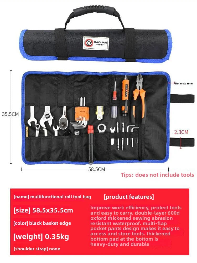 Oxford Canvas Folding Wrench Roll Storage Kit Portable Anti Splash Tool Organizer Bag Foldable Wrench Hammer Electrician Bag