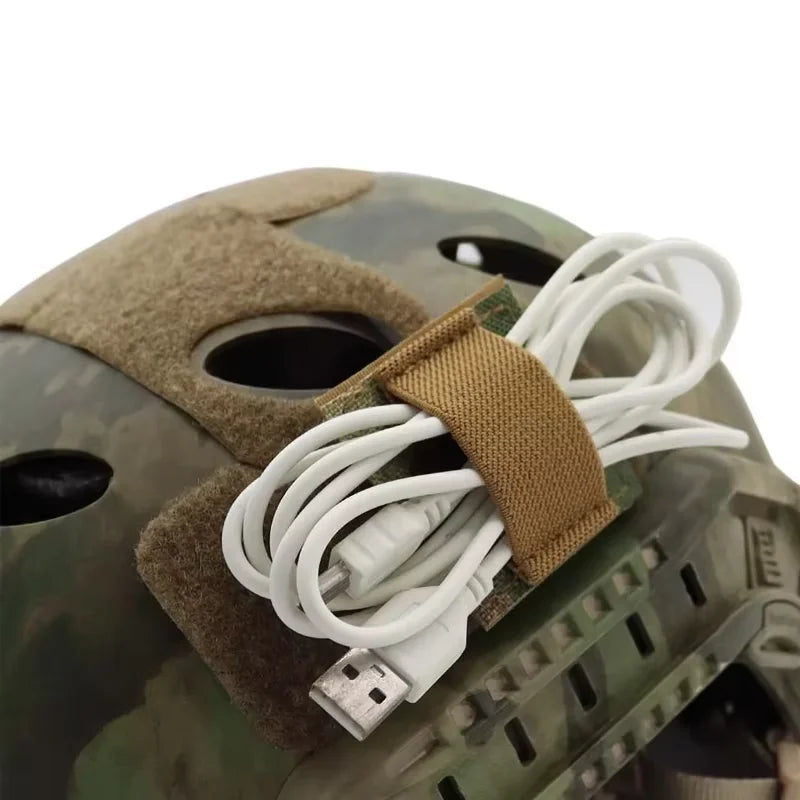 Tactical Headset Cable Organizer Strap, Elastic Wire Management Hook & Loop Tie for Helmet, Headphone, Intercom Accessories