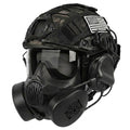 Tactical Helmet Set Full Face Mask with Anti-fog Fan ZL4 Protective Airsoft Mask Communication Headset Gear Kit for Paintball