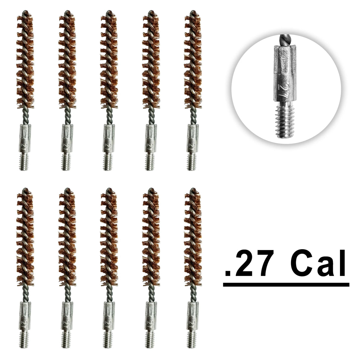 10 Pack Bronze Bore Brush 12GA .17Cal .22Cal 9mm Cleaning Brush for Pistol Rifle Cleaning Kit Thread 5-40 8-32 5/16-27