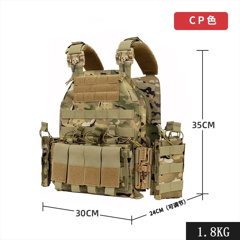 Tactical Airsoft Vest Outdoor Adjustable Breathable Quick Release Vest Adjustable Modular Paintball Vest for CS Hunting Shooting