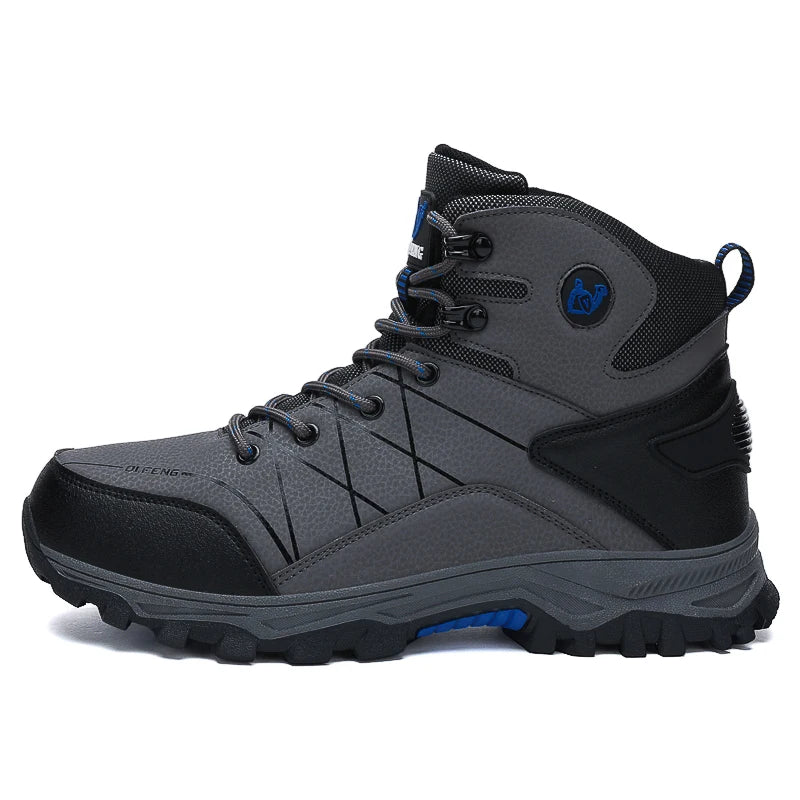 Large Size High-Top Boots Men Outdoor Warm Fur Snow Boots Black Leather Casual Ankle Boot Autumn Fall Winter Tactical Sneakers