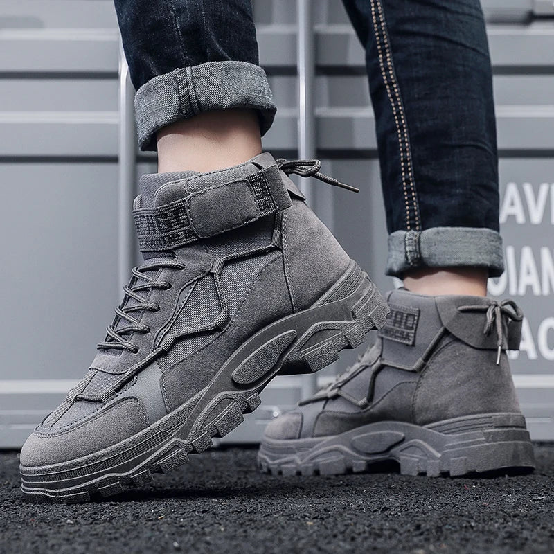 Men's Casual Leather Boots Four Seasons Outdoor Hiking Boots Fashion Retro Work Boots Thick Bottom Ankle Boots Anti-slip 2024