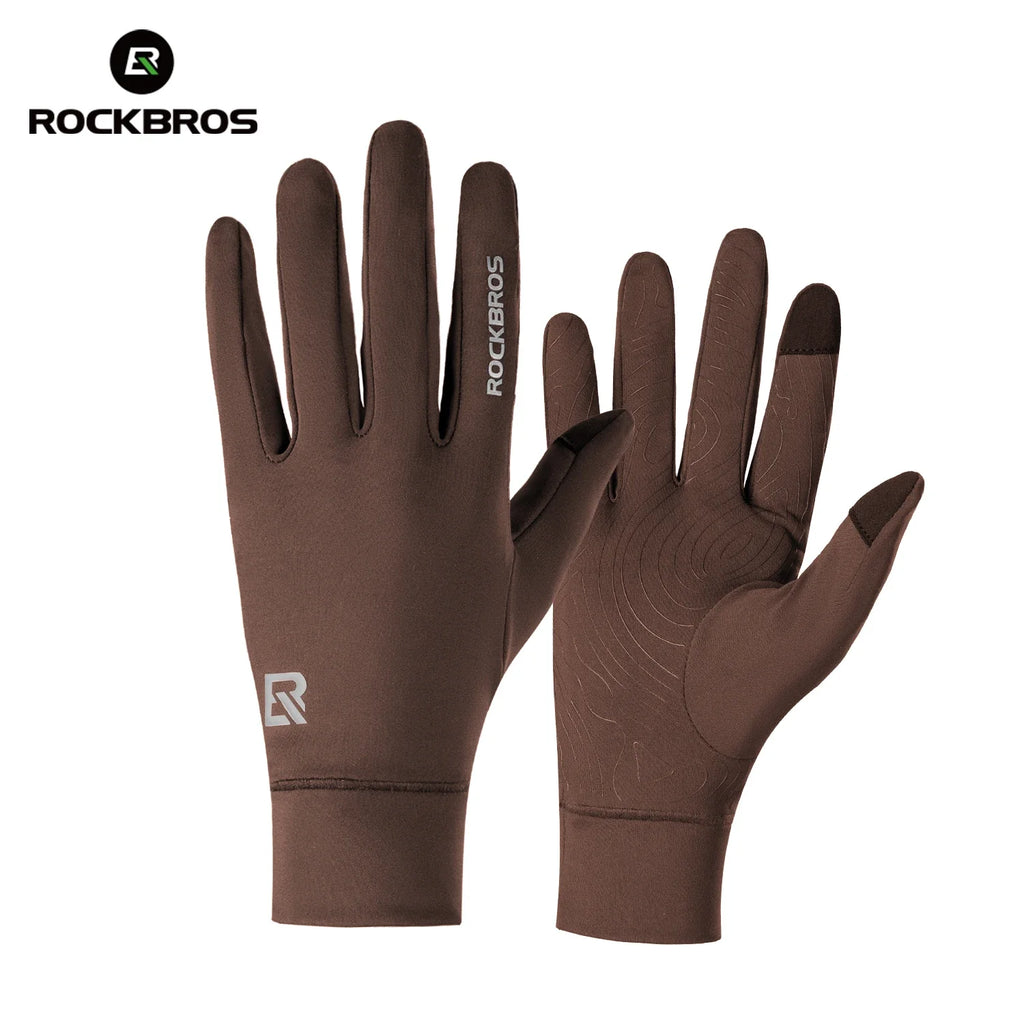 ROCKBROS Cycling Glove Spring Autumn Bike Pair Non-slip Long Finger Style Fleece Lining Warmer Option Windproof Riding Design