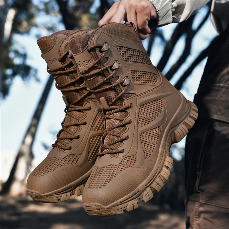 Men's Hiking Boots Leather Waterproof Climbing Trekking Sneakers Anti -slip Outdoor Field Combat Training Sneakers Hunting Shoes