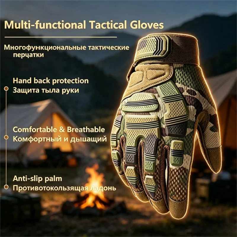 Full-Finger Tactical Protective Gloves Wear Resistant Non-Slip Breathable for Motorcycling Cycling Airsoft Wargame Construction
