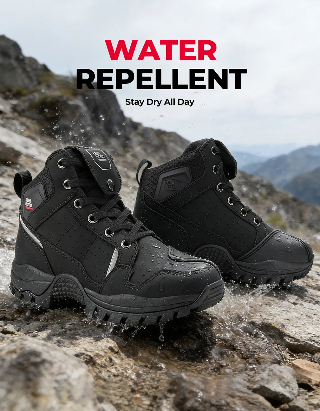 Motorcycle Waterproof Shoes for Men Outdoor Boots Soft Comfortable Lining Breathable Ankle Protection Anti-Slip Riding Camping