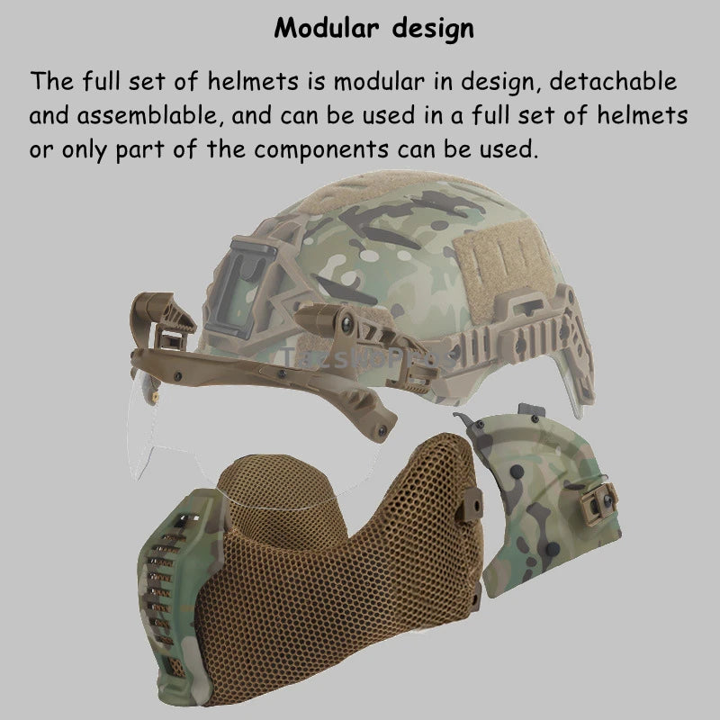 Tactical Full Covered Helmets Kit Hunting Airsoft Training Gear Wendy 3.0 Full Covered Helmet Removable Goggles Mask