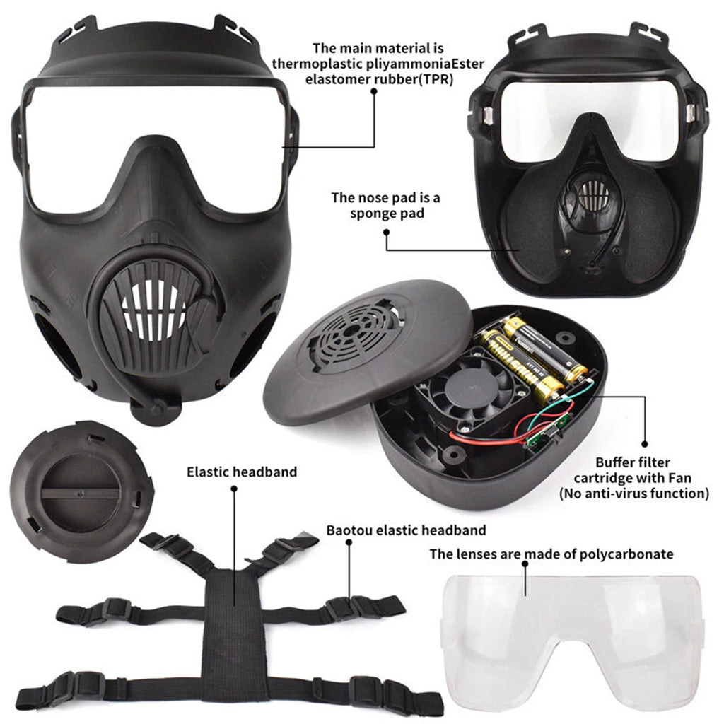Tactical Helmet Set Full Face Mask with Anti-fog Fan ZL4 Protective Airsoft Mask Communication Headset Gear Kit for Paintball