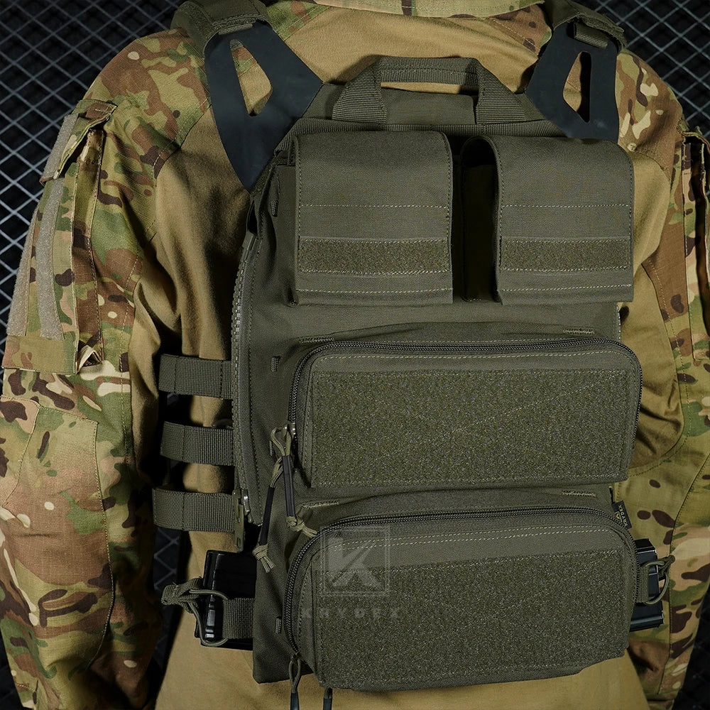KRYDEX Tactical Modular Pouch Zip On Molle Zipper Back Panel Backpack Bag With Mag Pouch for AVS JPC2.0 CPC Plate Carrier Vest