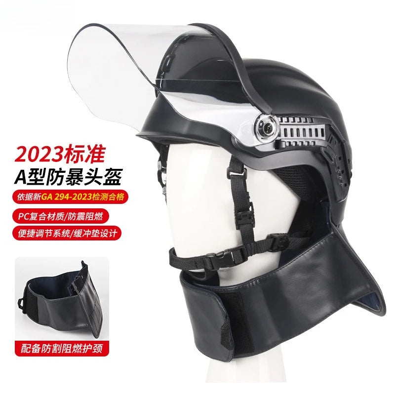 Type A Anti-riot Helmet Tactical Helmet Face Shield Helmet Anti-cut Flame Retardant Leather Neck Guard Neck Safety Protection