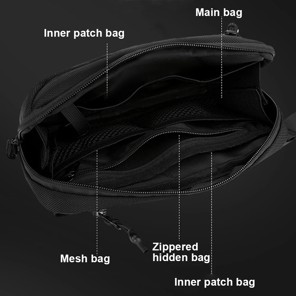 Tactical Waist Fanny Bag Outdoor Crossbody Sling Shoulder Pouch Chest Bag Waterproof EDC Tool Pouch for Hunting Camping Hiking