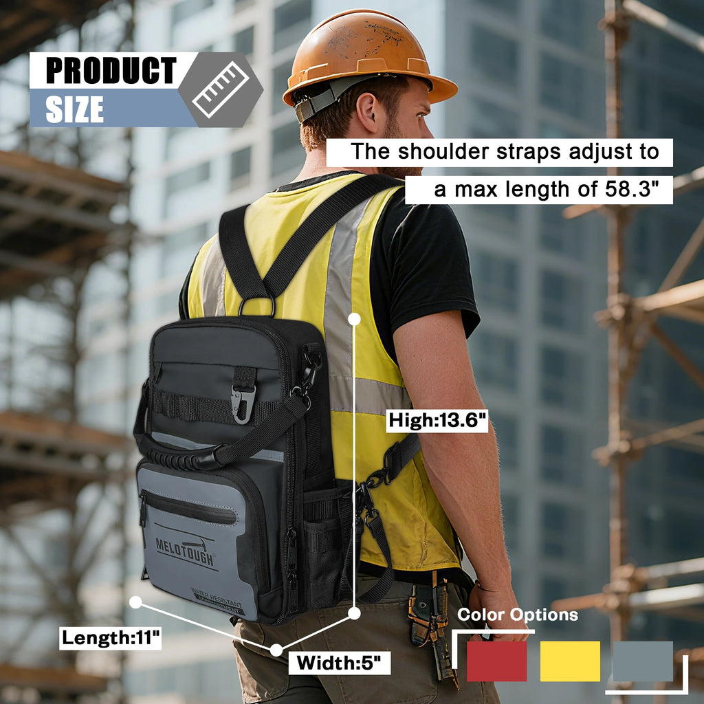 Small Tool Backpack for Men 30 Multi-Storage Pockets Heavy Duty Tool Bag Backpack with Dual-Form Shoulder Strap