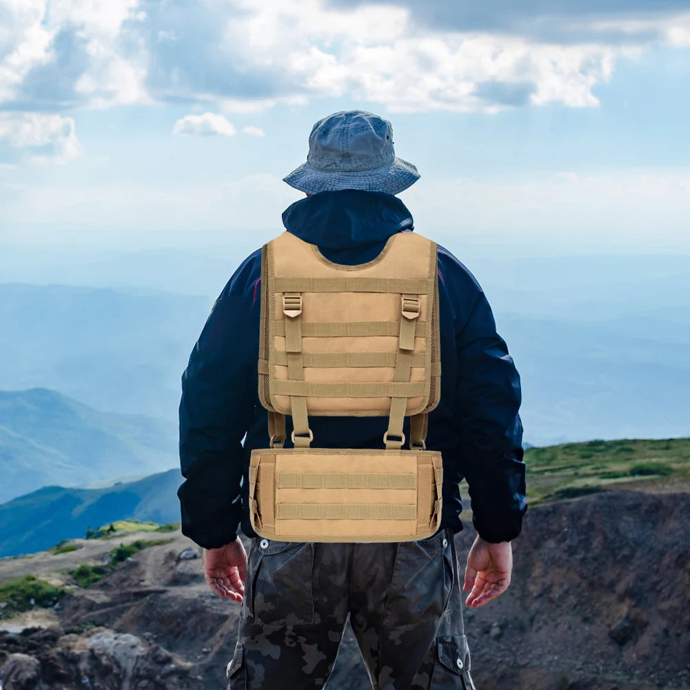 Hunting Vest & Belt Multifunctional Outdoors Training Belt Padded Combat Assault Vest Oxford Cloth for Outdoor Activities