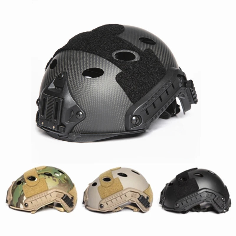 Carbon Fiber FAST Helmet Series Perforated Breathable Lightweight Parachute Tactical Riot Helmet, Outdoor Combat Equipment