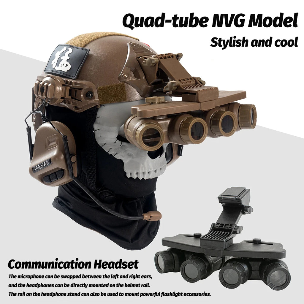 Tactical Kids Helmet Set COD Airsoft Helmet Kit with Ghost Full Face Mask NVG Model Headphones for CS Call of Duty 19 Cosplay