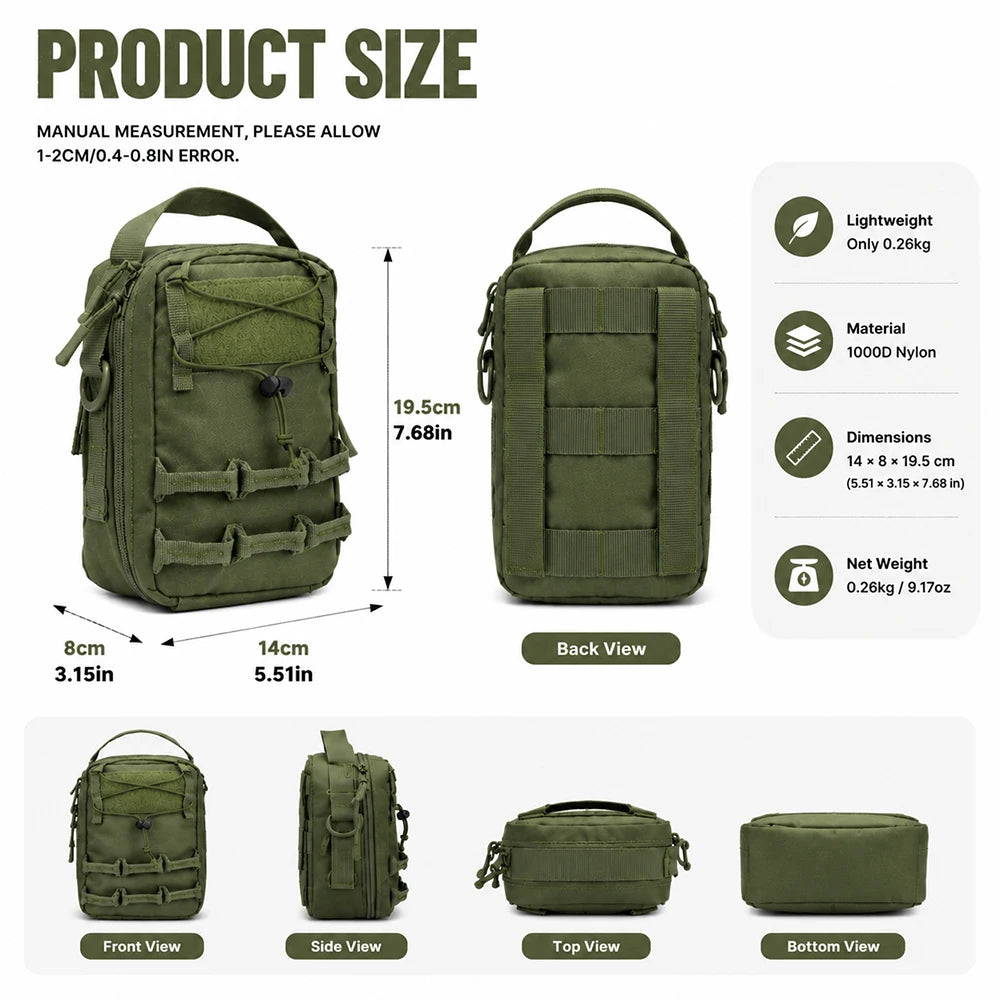 Tactical Molle Pouch with Shoulder Strap, Outdoors Lightweight Portable Phone Pouch, Utility Compact EDC Pouches Bag for Hiking