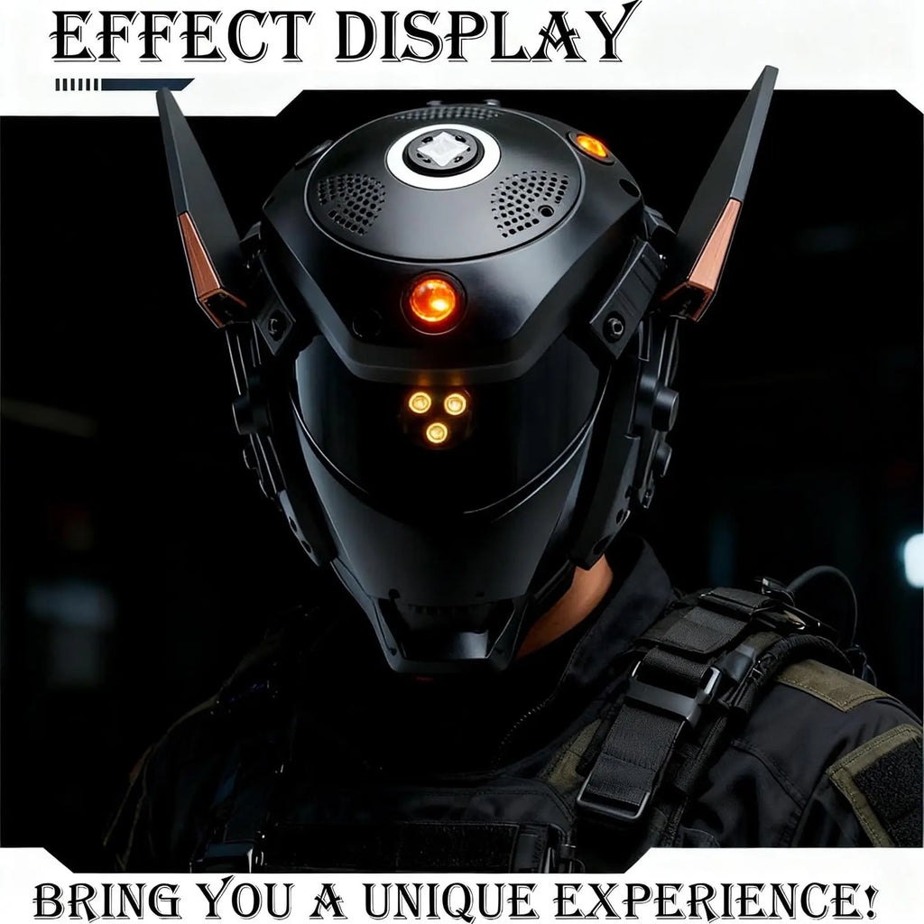 Mechanical Illuminated Cyberpunk Helmet, Multifunctional Outdoor Tactical Helmet, Protective Headgear for Partie Role Play