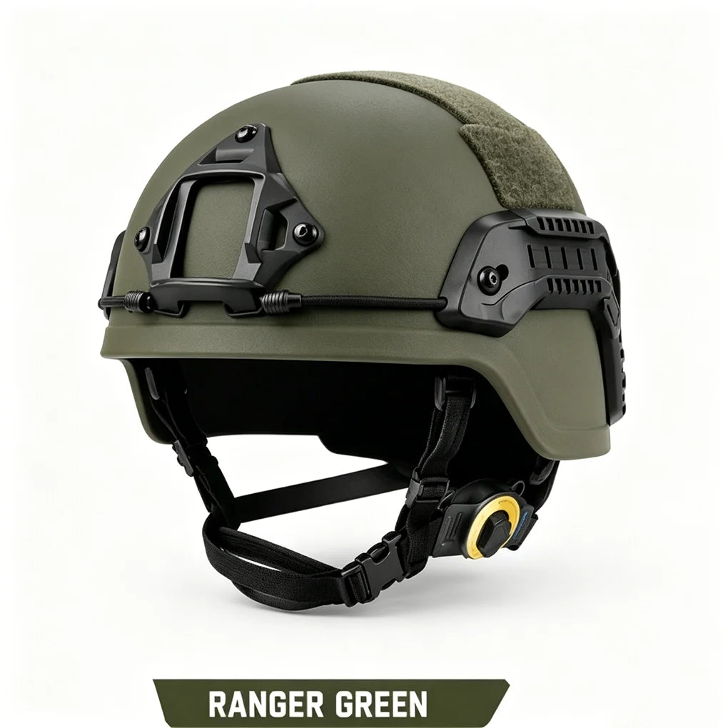 PE MICH Style Outdoor Sports Helmet Lightweight Headgear with Adjustable Suspension Liner Side Rail for Training