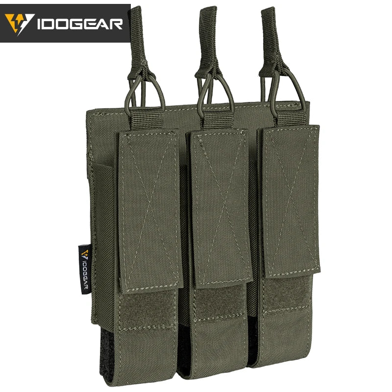 IDOGEAR Tactical Triple Magazine Pouch Mag Carrier MOLLE for Submachine Open Top  Mag Holder  3576