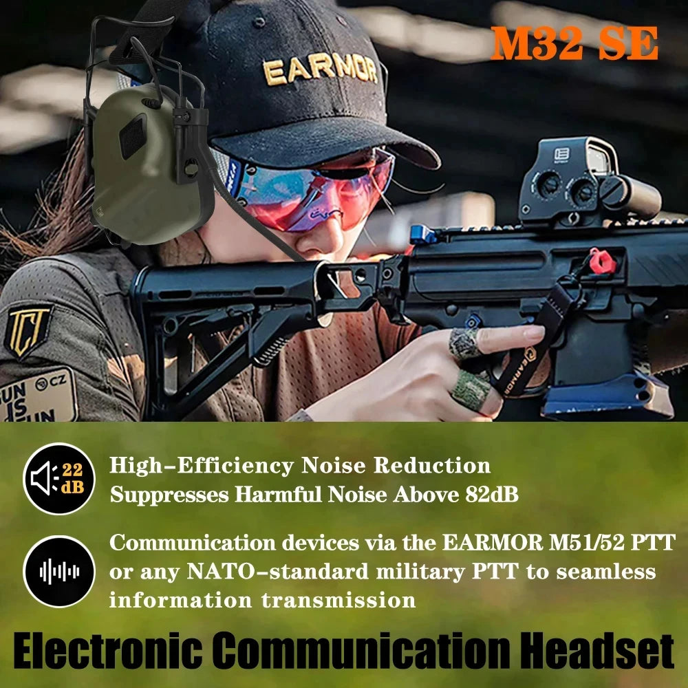 EARMOR M32 SE Tactical Shooting Earmuff Communication Headset for Hunting Noise Canceling Security Protection Headphones