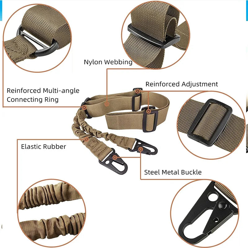 One Single Point Adjustable Bungee for Rifle Gun Sling Strap Hook Safety Belt Wild Survival Training Tactical Army Equipment