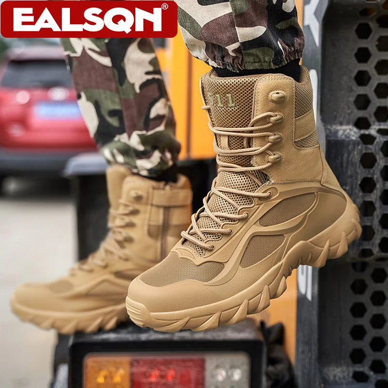 Men's Shoes High Top Hiking Boots Tactical Special Forces Field Man Boot Outdoor Non-Slip Durable Training Hunting Boots