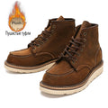 ROCKROOSTER cowhide motorcycle tooling boots men Hiking Shoes Waterproof Tactical Shoes Hunting goodyear Boots Camping Sneakers