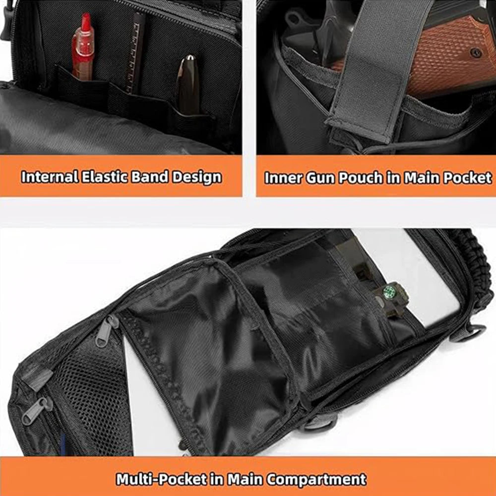 Tactical Sling Bag with Gun Holster Concealed Carry Pistol Bag Crossbody Backpack Molle EDC Shoulder Bag Hunting Chest Pack